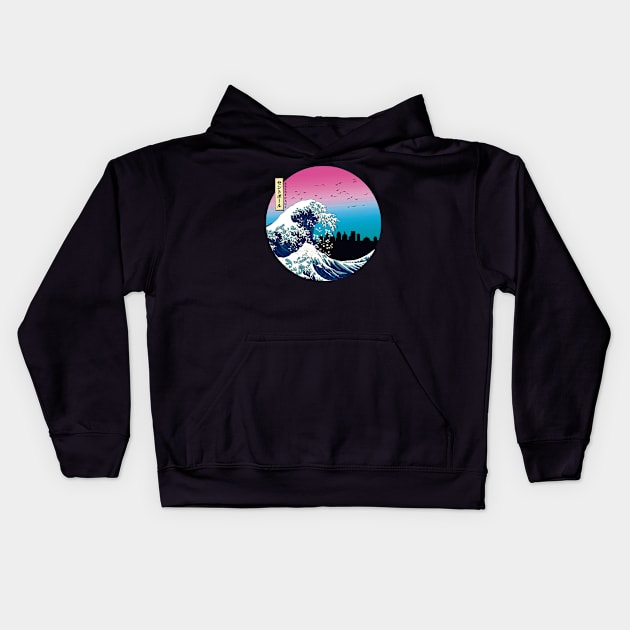 Saint Paul Kanagawa Wave 90s Kids Hoodie by Ferrazi